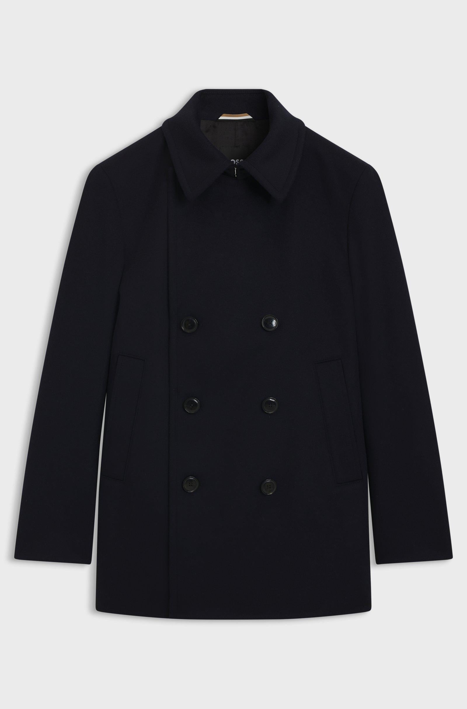 Peacoat in lana e cachemire 50551081 10273687 01 404 BOSS Dark blue 