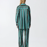 Camicia in cotone con righe effetto pennellato 106990A3CH SD3 PINKO Mult. verde/nero 