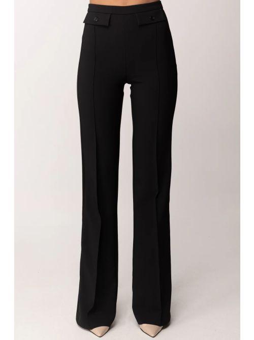 Pantaloni in crêpe leggero e raso PA18362E2 110 ELISABETTA FRANCHI Nero 
