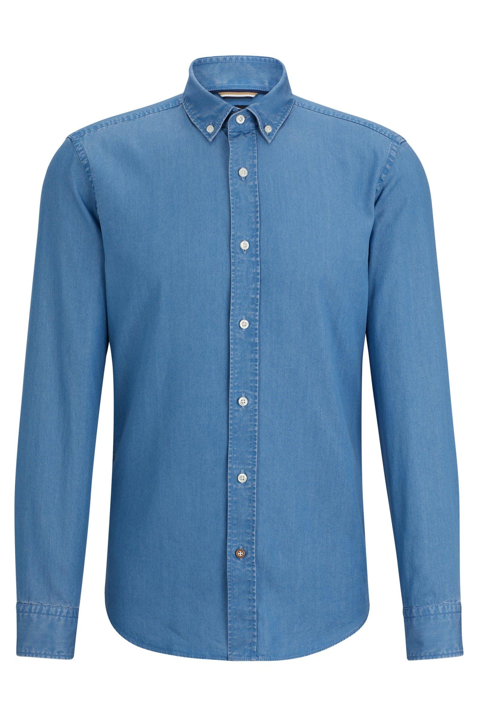 Camicia in denim button down 50513728 10259348 01 437 BOSS Bright blue 