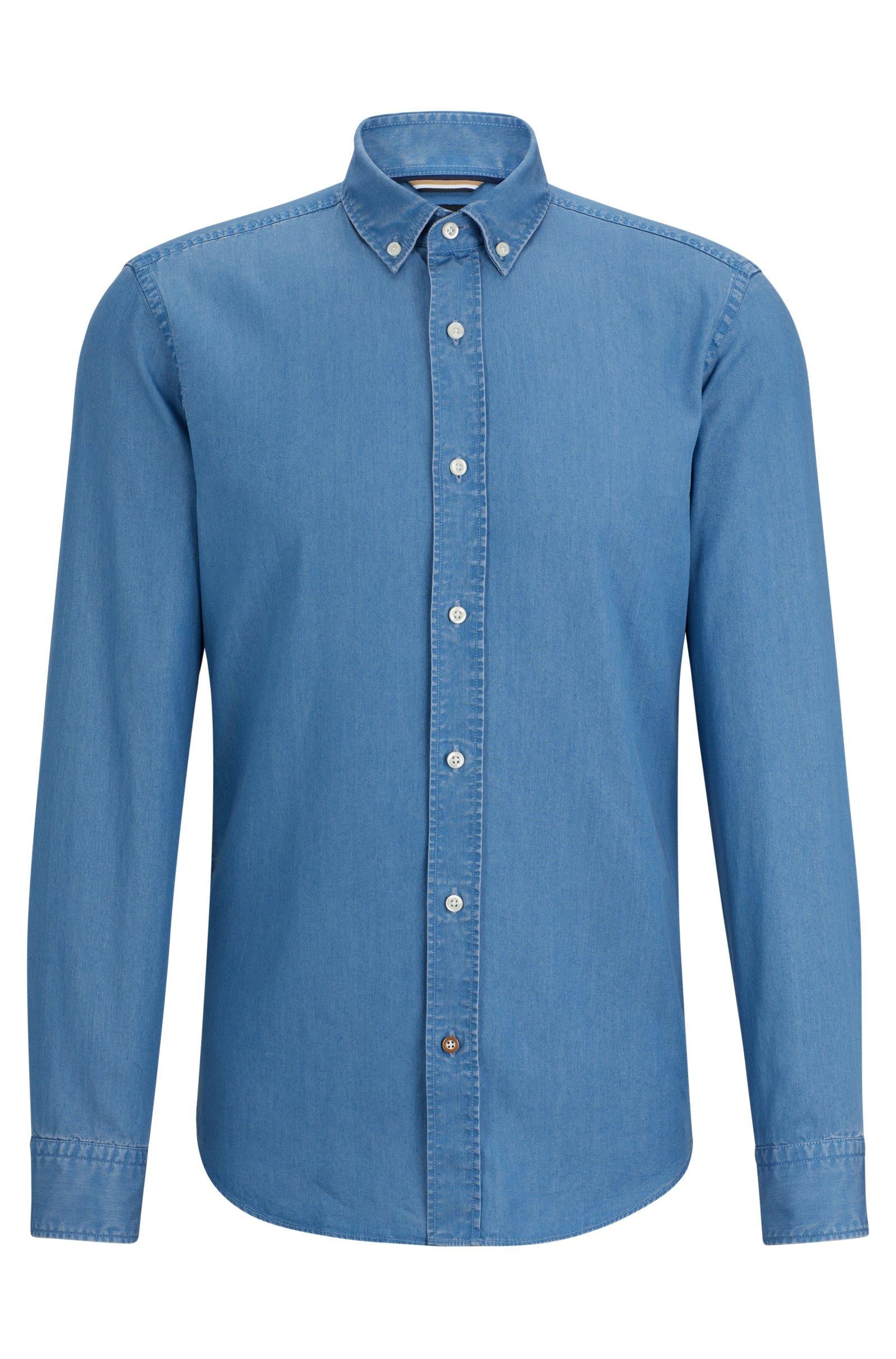 Camicia in denim button down 50513728 10259348 01 437 BOSS Bright blue 