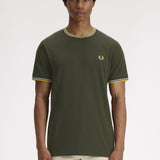 T-shirt con doppia riga M1588 05B FRED PERRY Hntngr/lgic/lmnb 