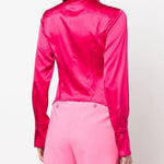 Camicia in satin di seta 100612ZR64 P46 PINKO Pink 