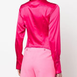 Camicia in satin di seta 100612ZR64 P46 PINKO Pink 