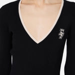 Abito midi in viscosa con logo a contrasto AM09M46E2 685 ELISABETTA FRANCHI Nero/burro 
