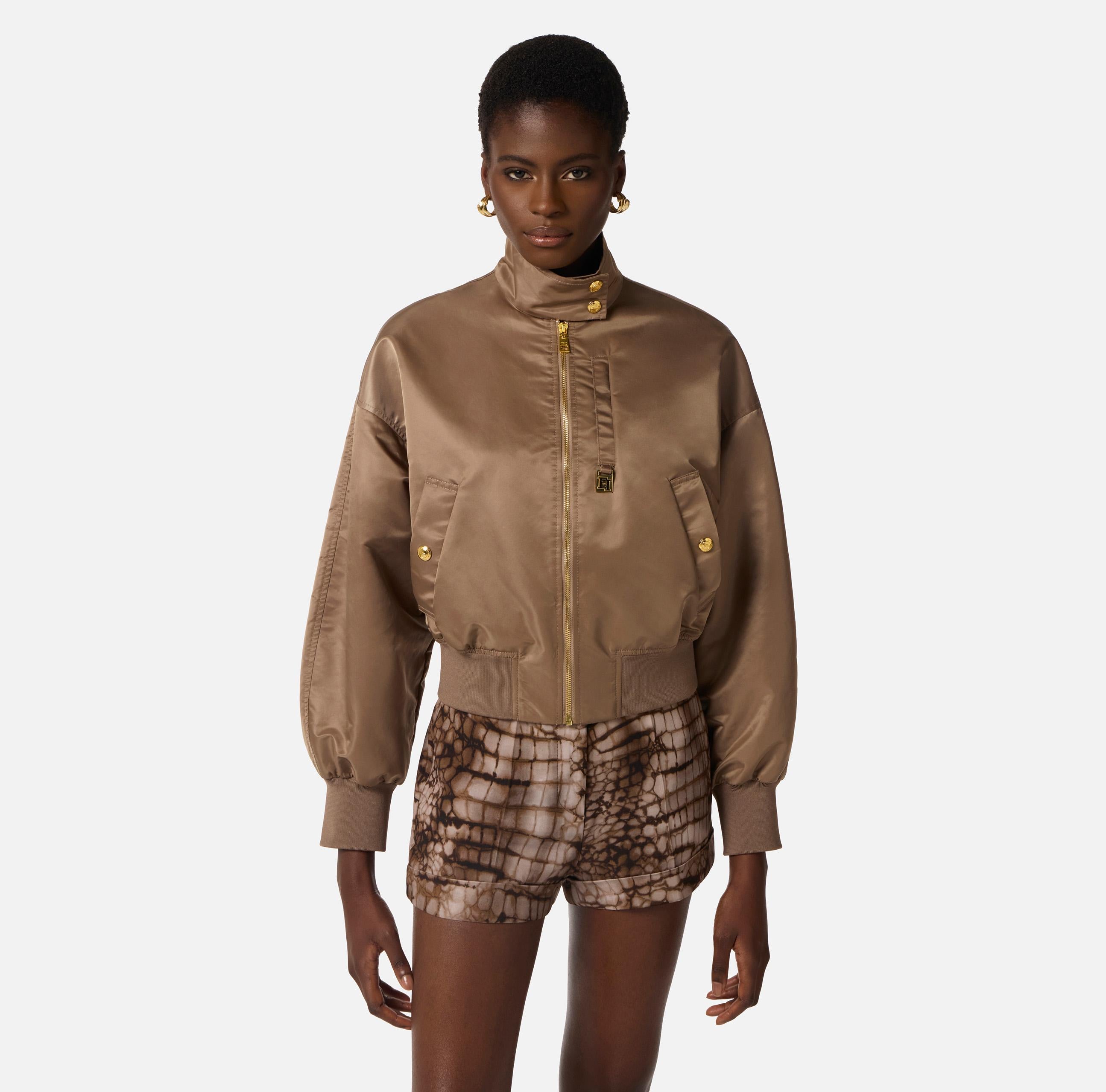 Bomber in nylon GB05D61E2 229 ELISABETTA FRANCHI Argilla 