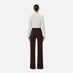 Pantaloni in crêpe leggero e raso PA18362E2 644 ELISABETTA FRANCHI Cacao 