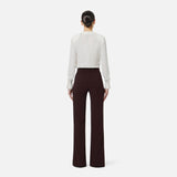 Pantaloni in crêpe leggero e raso PA18362E2 644 ELISABETTA FRANCHI Cacao 