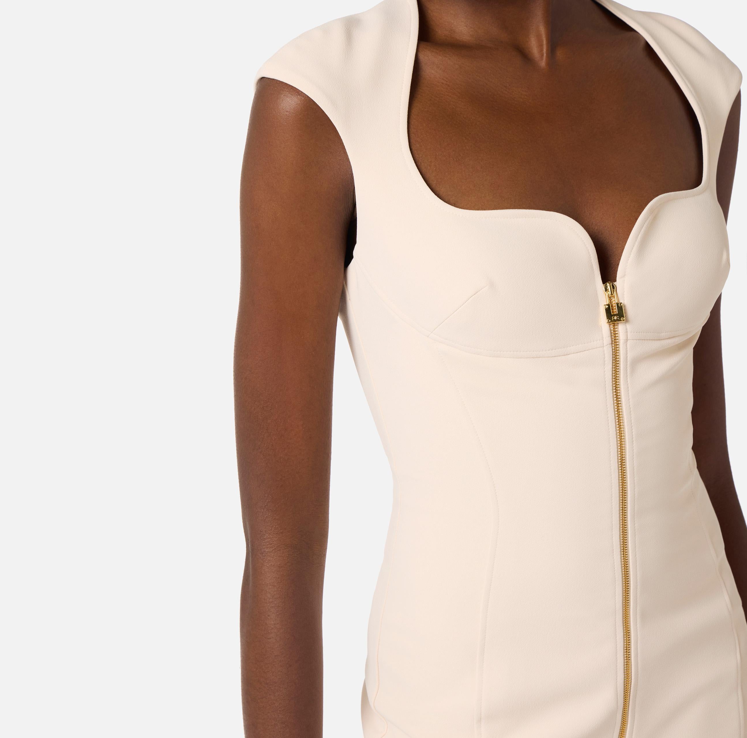 Abito in doppio crêpe stretch AB90061E2 193 ELISABETTA FRANCHI Burro 