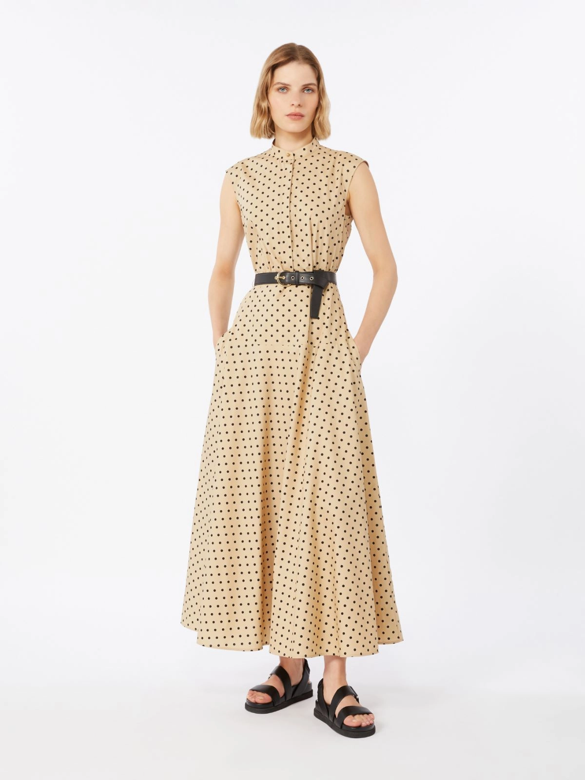 Abito chemisier in popeline stampato 2616221142600 003 MAX MARA STUDIO Coloniale/nero 