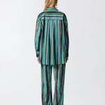 Camicia in cotone con righe effetto pennellato 106990A3CH SD3 PINKO Mult. verde/nero 