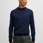 Maglia girocollo in lana fantasia 50526989 10265613 01 404 BOSS Dark blue 