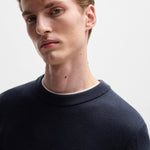 Maglia girocollo in cotone 50506022 10255187 01 404 BOSS Dark blue 