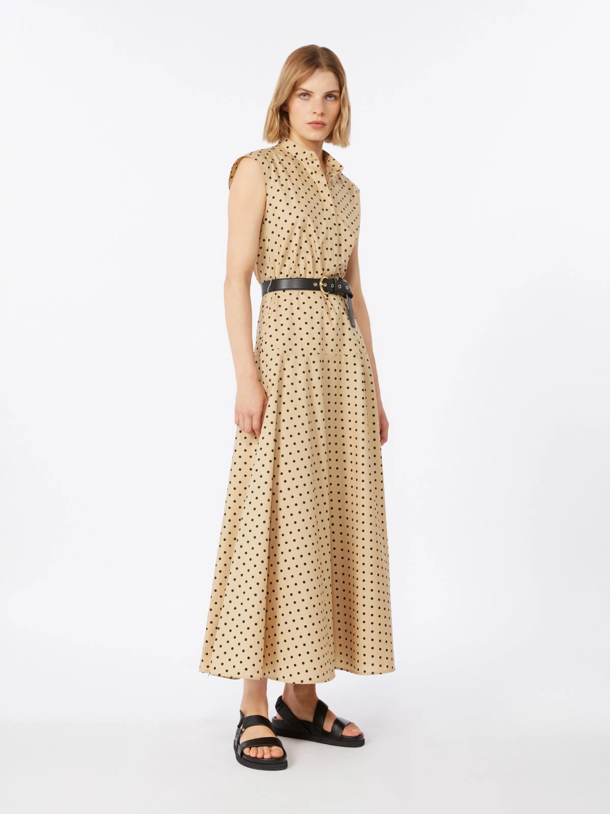 Abito chemisier in popeline stampato 2616221142600 003 MAX MARA STUDIO Coloniale/nero 