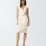 Abito midi a portafoglio con cintura 106565A2W6 C00 PINKO Bianco cigno 