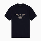 T-shirt con maxi ricamo in jersey misto lyocell ASV EM003007 AF18312 UB118 EMPORIO ARMANI Blue navy 