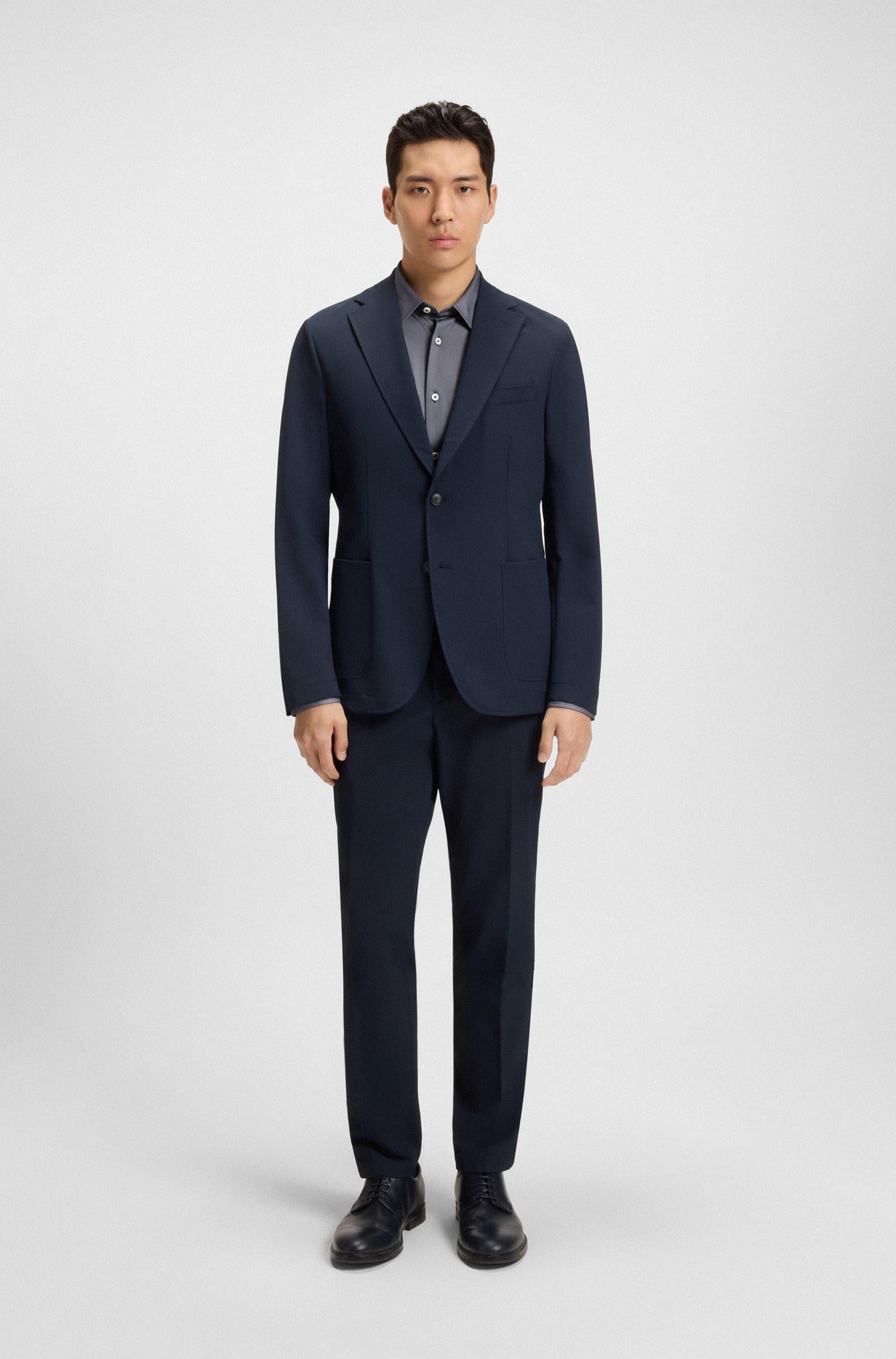 Camicia slim fit in tessuto performance 50533434 10253542 01 404 BOSS Dark blue 