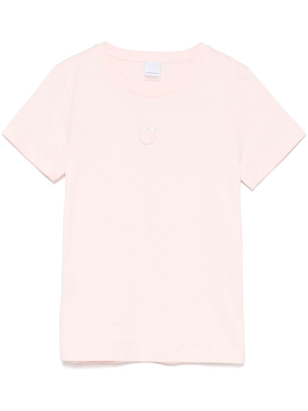 T-shirt maniche corte logo ricamato 100355A2HN N38 PINKO Rosa-castano pallido 