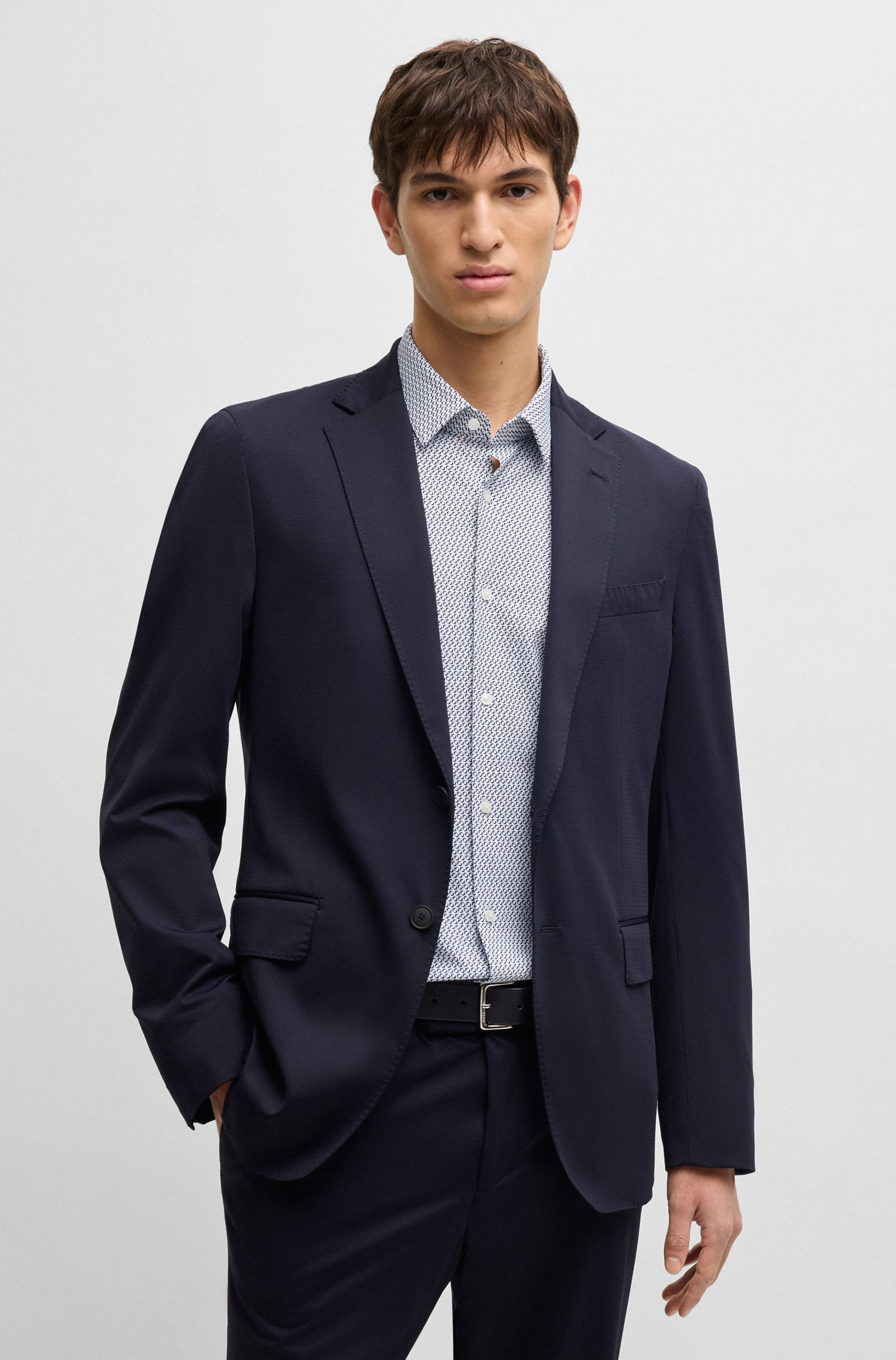 Camicia slim fit in tessuto elasticizzato 50539392 10270753 450 BOSS Dark blue 