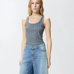 Top canotta con dettagli gioiello 106265A334 K05 PINKO Grigio asfalto 