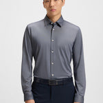 Camicia slim fit in tessuto performance 50533434 10253542 01 404 BOSS Dark blue 