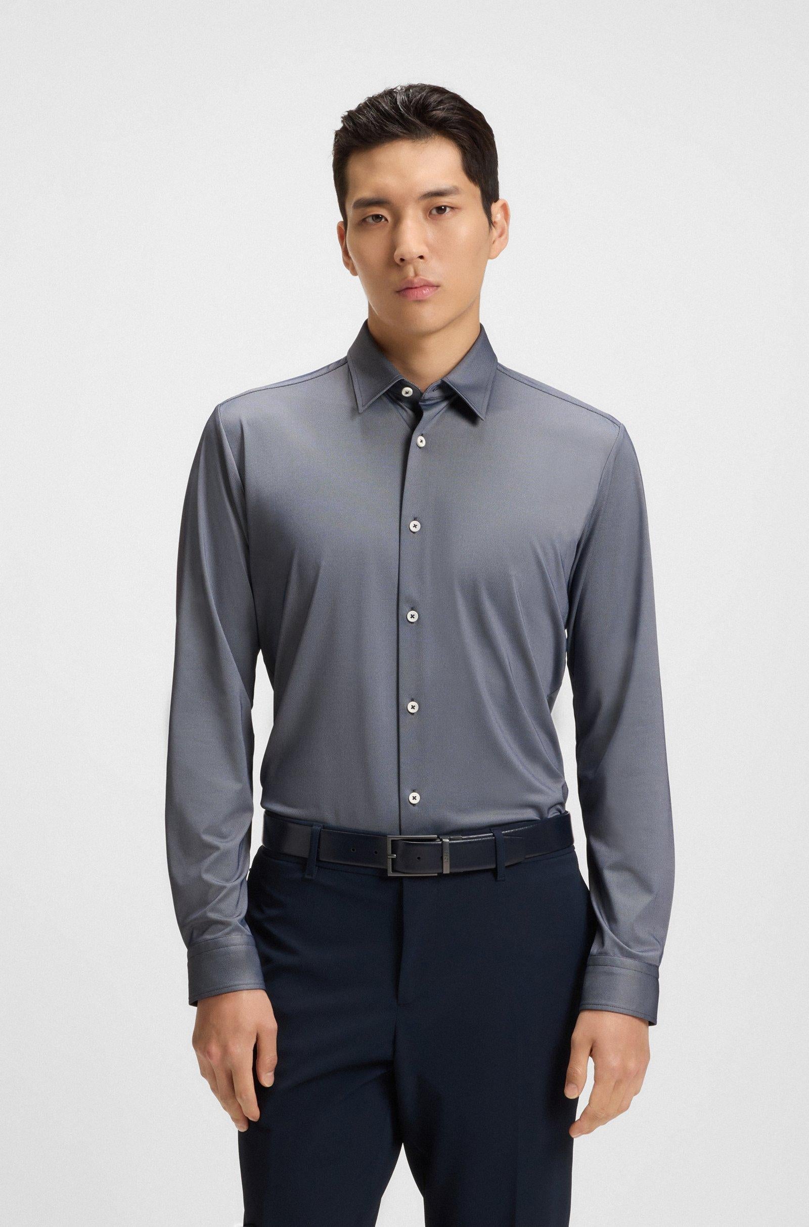 Camicia slim fit in tessuto performance 50533434 10253542 01 404 BOSS Dark blue 