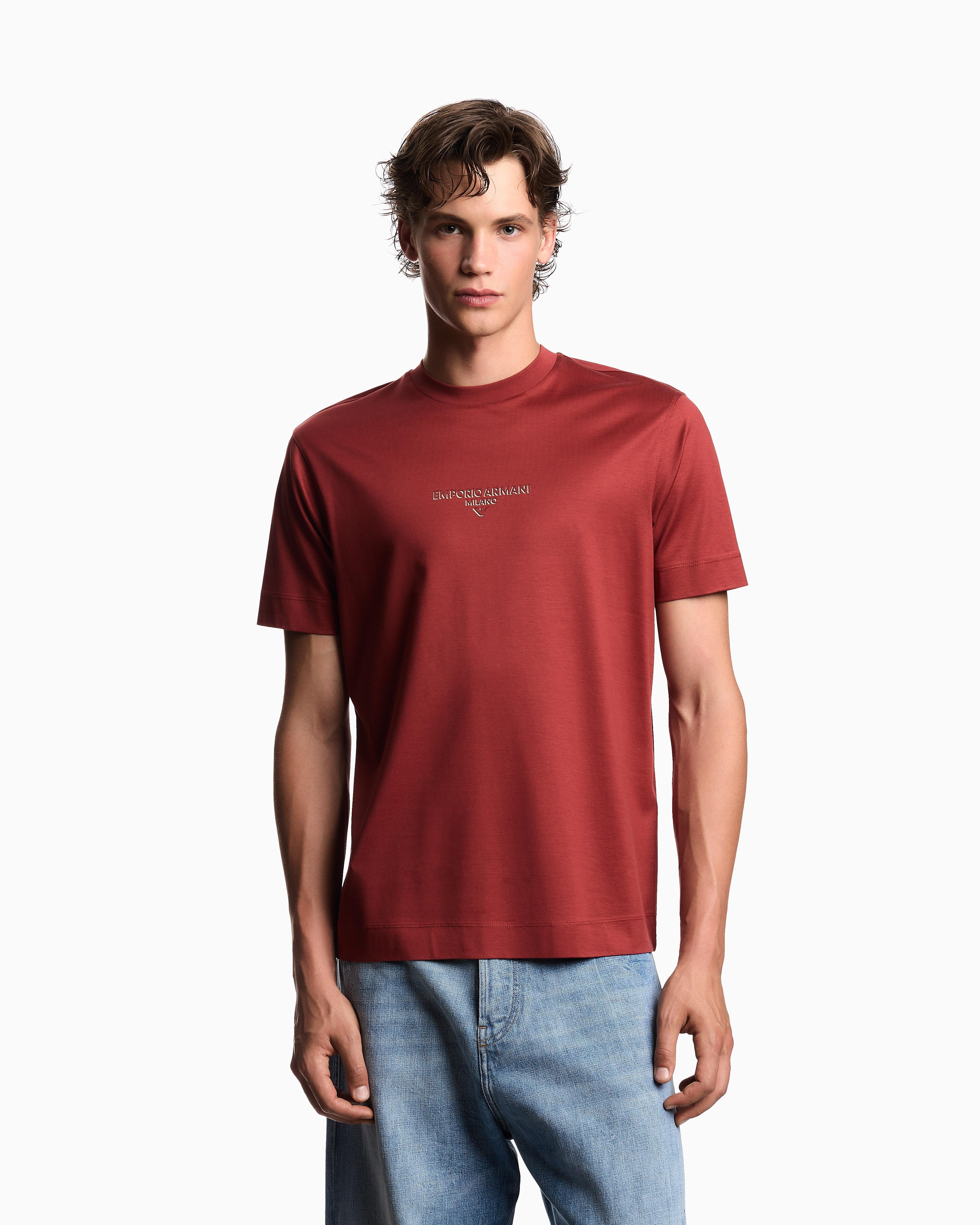 T-shirt in jersey misto lyocell con logo effetto 3D EM002838 AF10761 U5035 EMPORIO ARMANI Red ochre 