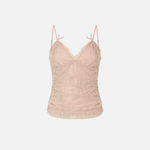 Top in pizzo floreale con spalline 106726A378 Q35 PINKO Rosa mogano 