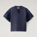 T-Shirt Lakeside in puro cotone con maniche a sbuffo CFWWTE0076FRUT3397 3989 WOOLRICH Melton blue 