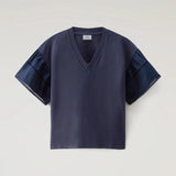 T-Shirt Lakeside in puro cotone con maniche a sbuffo CFWWTE0076FRUT3397 3989 WOOLRICH Melton blue 