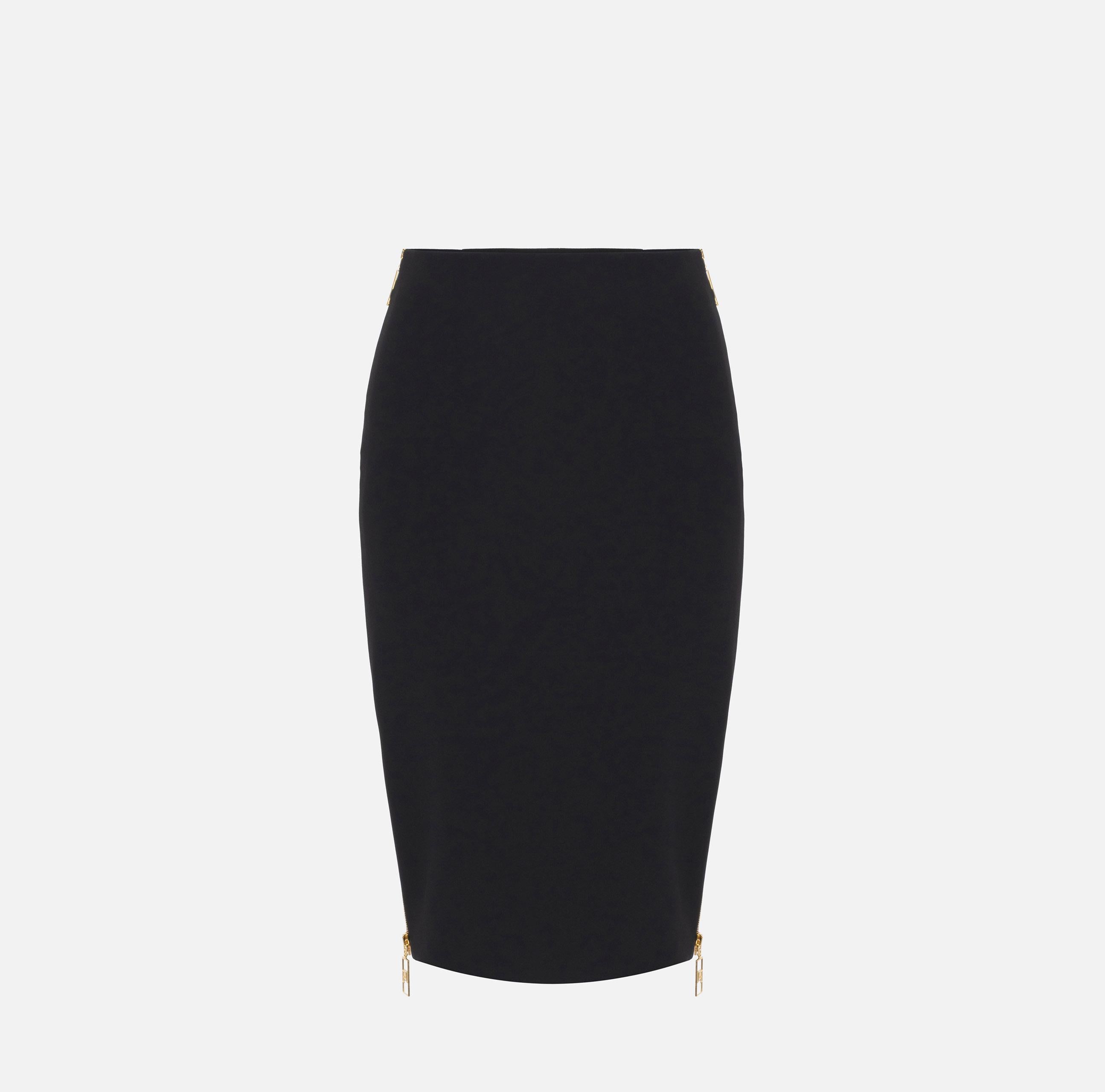 Gonna midi in crêpe con zip GO04746E2 110 ELISABETTA FRANCHI Nero 