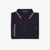Polo manica corta M3600 T55 FRED PERRY Nvy/swht/bntred 