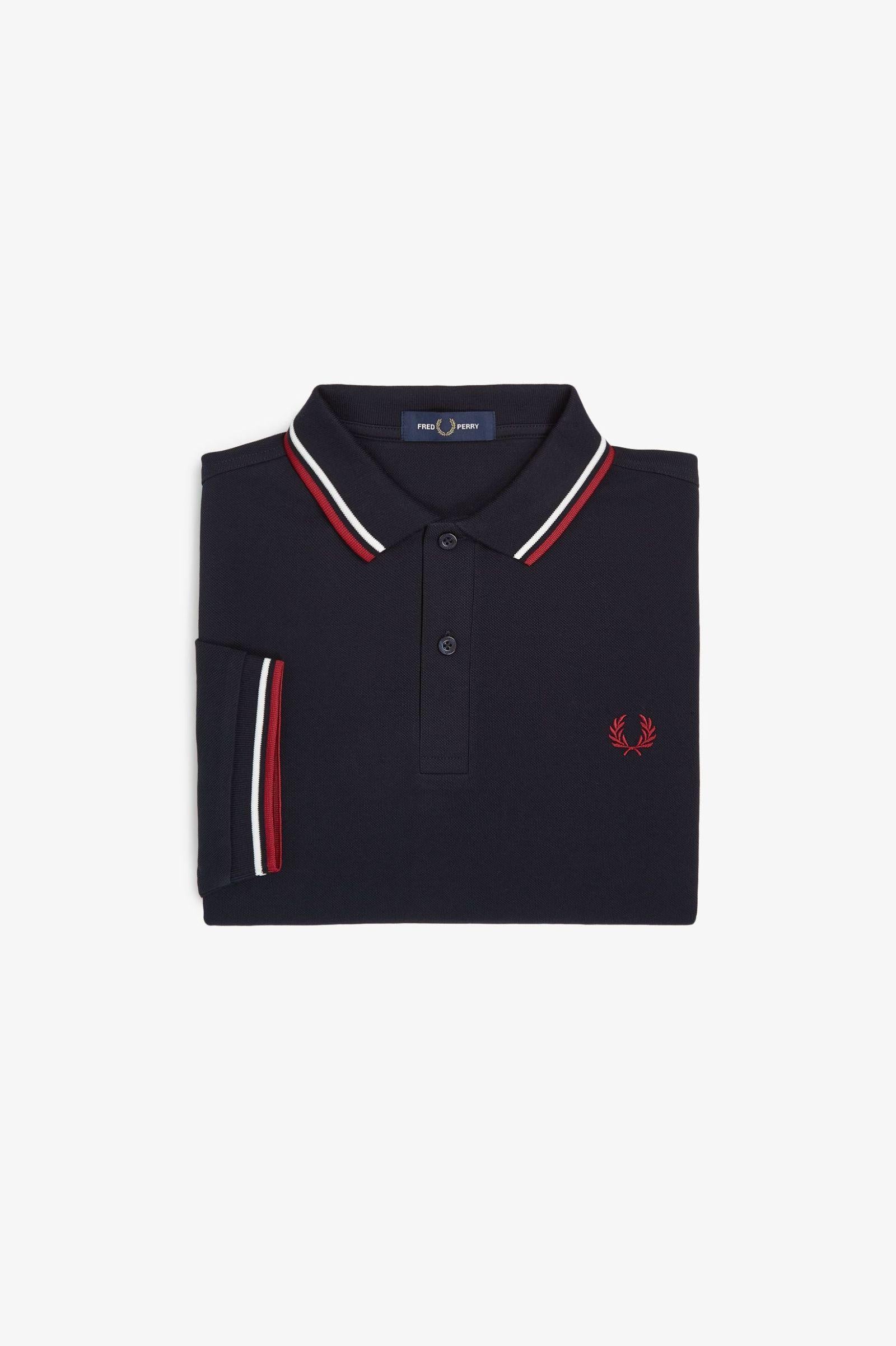 Polo manica corta M3600 T55 FRED PERRY Nvy/swht/bntred 