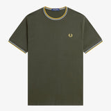 T-shirt con doppia riga M1588 05B FRED PERRY Hntngr/lgic/lmnb 
