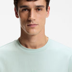 T-shirt in cotone elasticizzato con logo a contrasto 50473278 10242929 01 447 BOSS Turquoise/aqua 
