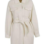 Cappotto con frange e cintura LEAKD430995 002 P.A.R.O.S.H. Cream 