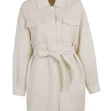 Cappotto con frange e cintura LEAKD430995 002 P.A.R.O.S.H. Cream 