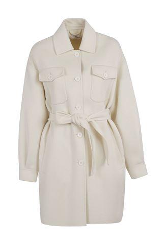 Cappotto con frange e cintura LEAKD430995 002 P.A.R.O.S.H. Cream 