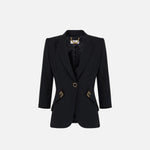 Giacca in doppio crêpe stretch con dettagli logo GI21561E2 110 ELISABETTA FRANCHI Nero 