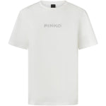 T-shirt logo strass 105526A2RM Z05 PINKO Bianco-biancaneve 