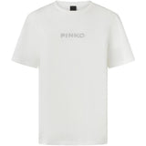 T-shirt logo strass 105526A2RM Z05 PINKO Bianco-biancaneve 