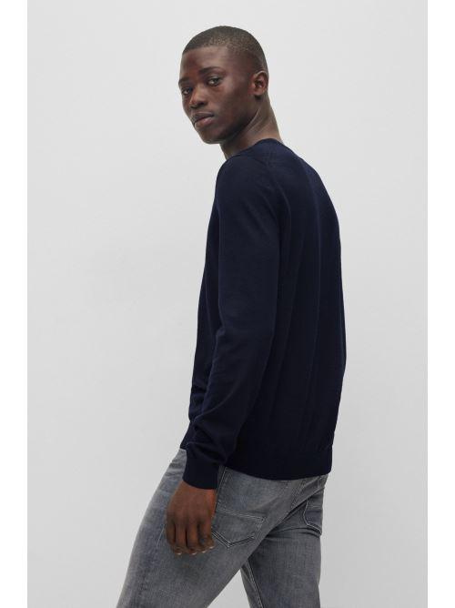 Maglia girocollo in merinos 50468239 10241501 01 404 BOSS Dark blue 