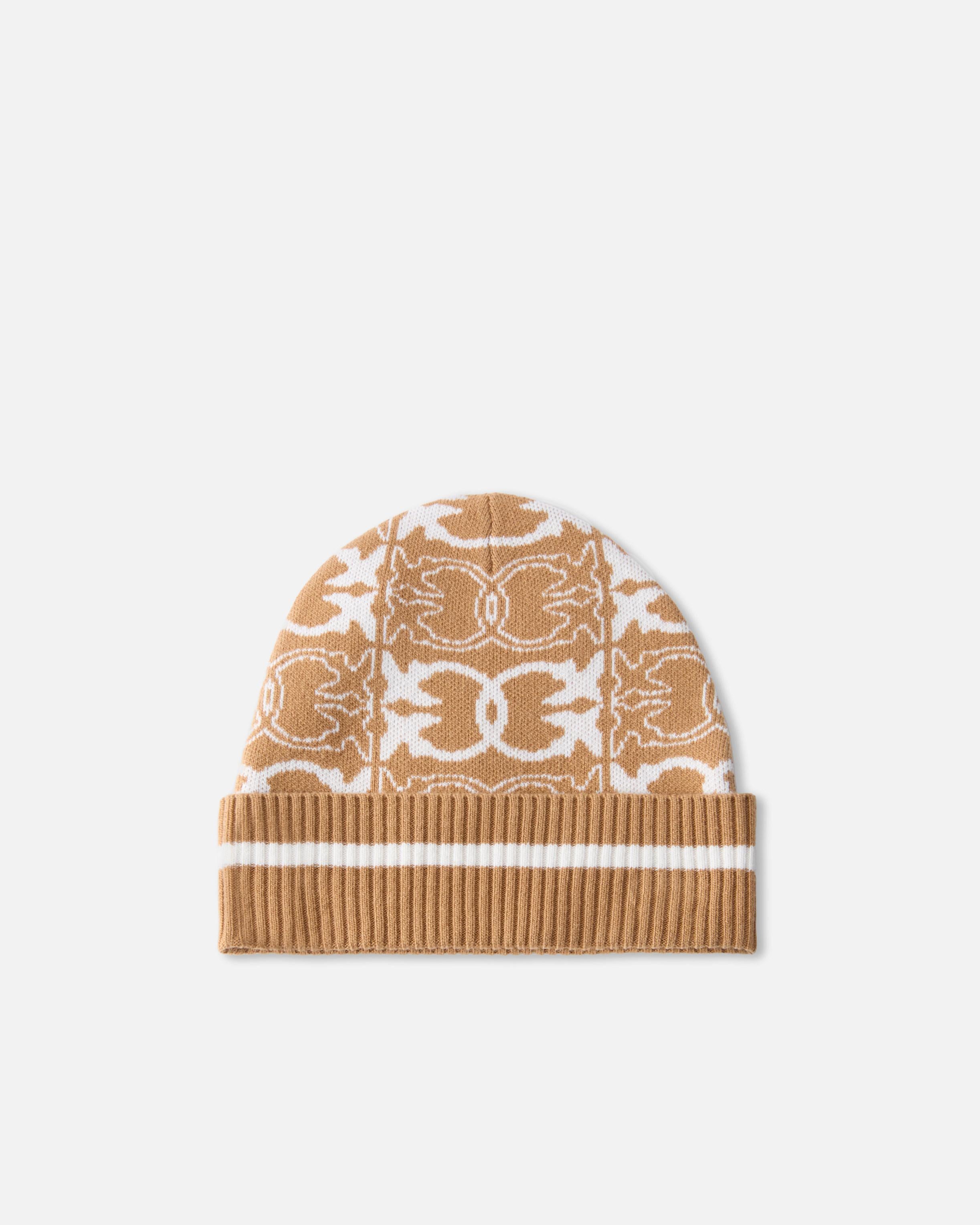 Cappello con logo jacquard 105991A2YO MZ2 PINKO Cammello/bianco 