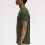 T-shirt con doppia riga M1588 05B FRED PERRY Hntngr/lgic/lmnb 