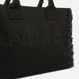 Borsa shopper media in canvas 106673A3A4 Z99 PINKO Black 