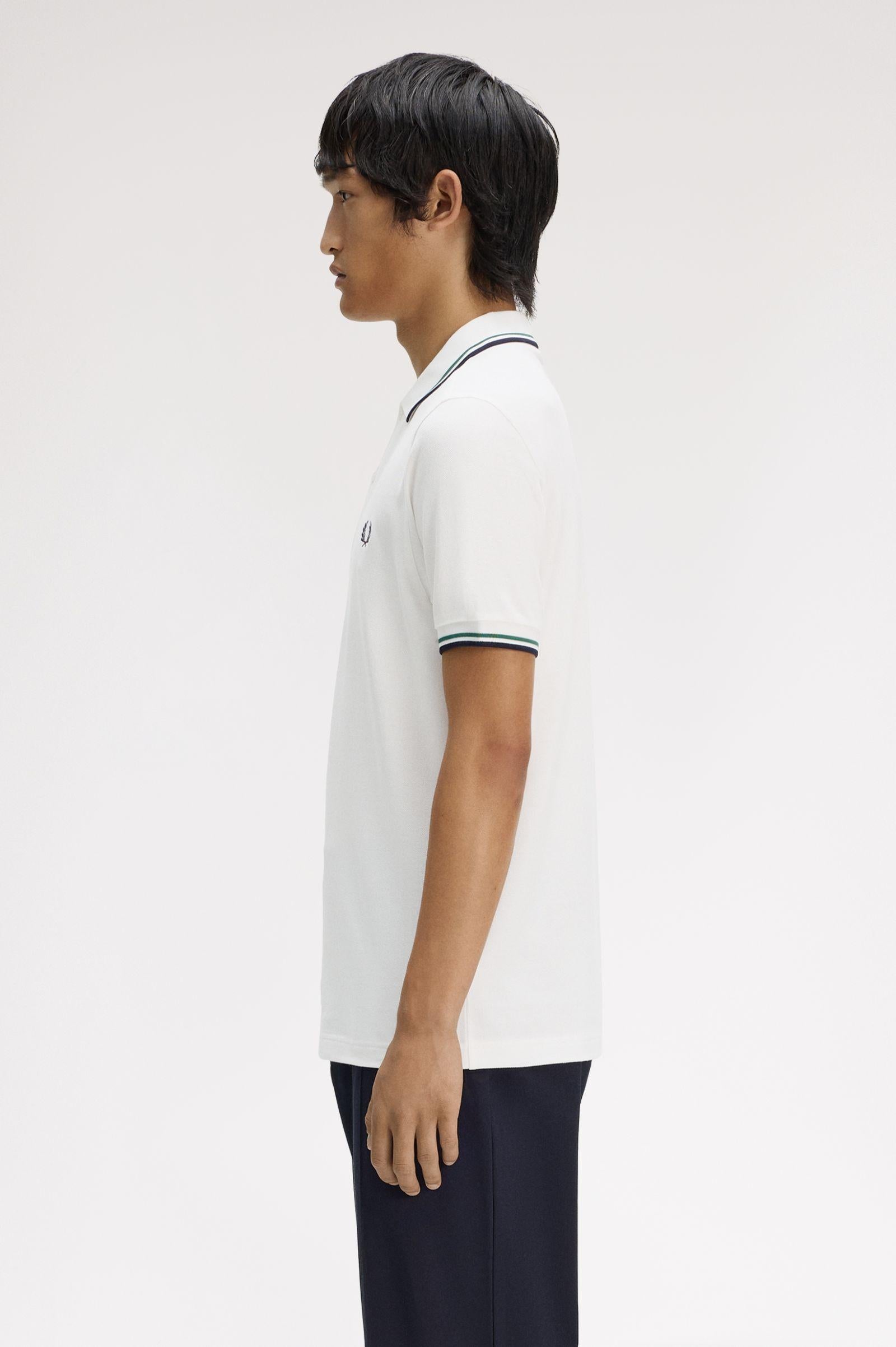 Polo manica corta M3600 02C FRED PERRY Snowwht/sgrn/nvy 