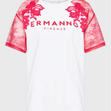 T-shirt manica corta D42EL068EE7 MF241 ERMANNO FIRENZE Bianco/fucsia 