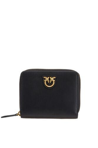 Portafoglio quadrato zip-around in pelle 100249A0F1 Z99Q PINKO Nero-antigue 