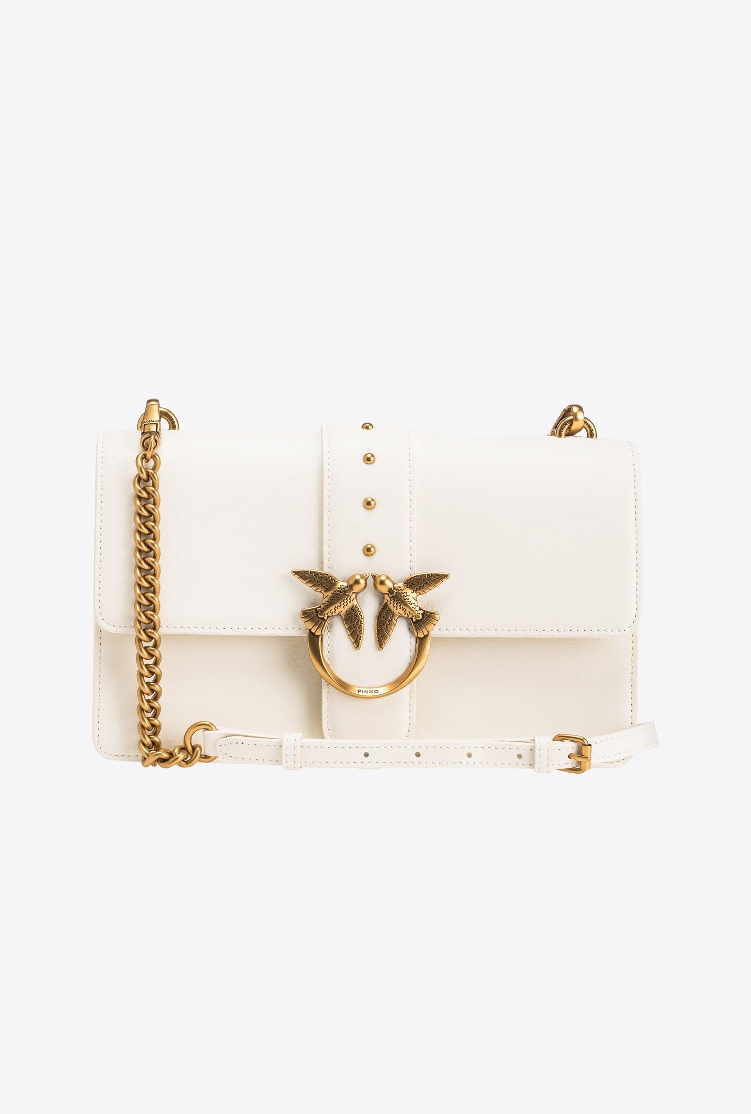 Borsa in pelle con tracolla 100053A0F1 Z14Q PINKO Avorio 
