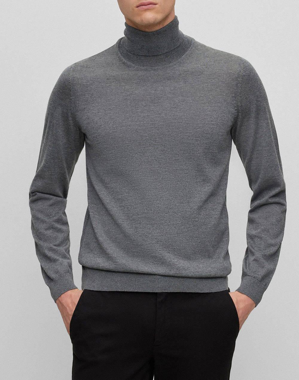 Maglia collo alto in lana merinos 50468262 10241489 01 030 BOSS Medium grey 